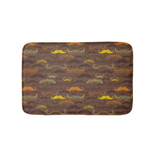 Moustache pattern, retro style 5 bath mat