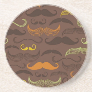 Moustache pattern, retro style 5 coaster