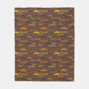 Moustache pattern, retro style 5 fleece blanket