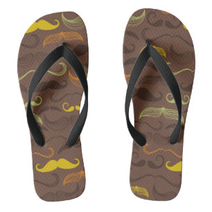 Moustache pattern, retro style 5 flip flops