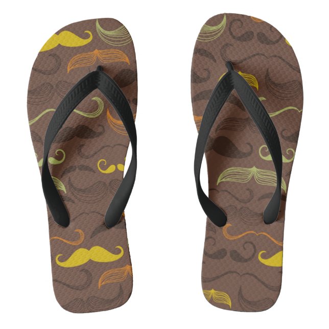 Moustache pattern, retro style 5 flip flops (Footbed)