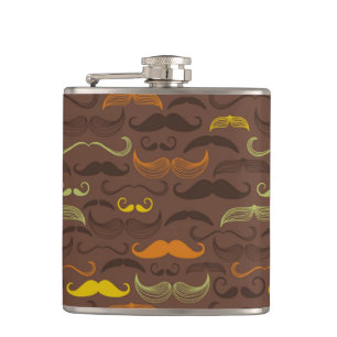 Moustache pattern, retro style 5 hip flask
