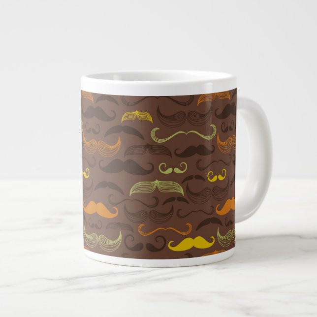 Moustache pattern, retro style 5 large coffee mug (Front Right)