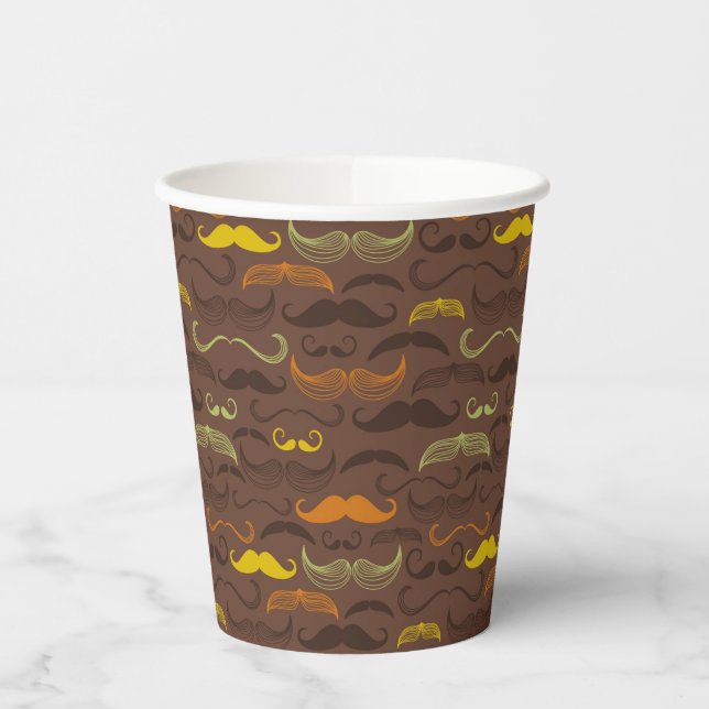 Moustache pattern, retro style 5 paper cups (Left)