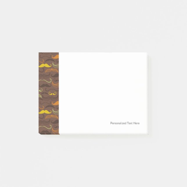 Moustache pattern, retro style 5 post-it notes (Front)