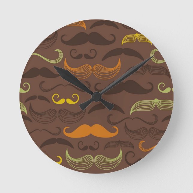 Moustache pattern, retro style 5 round clock (Front)