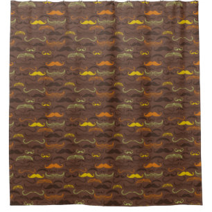 Moustache pattern, retro style 5 shower curtain