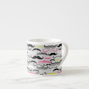 Moustache pattern, retro style espresso cup