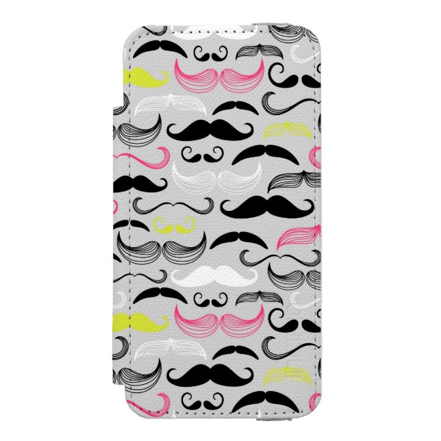 Moustache pattern, retro style incipio iPhone wallet case (Folio Front)