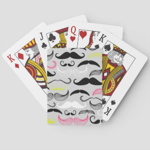 Moustache pattern, retro style playing cards