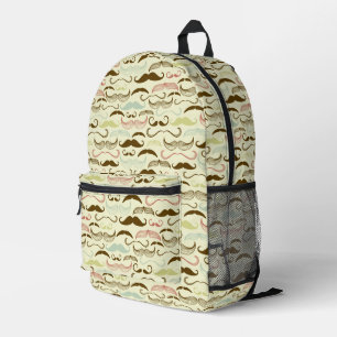 Moustache pattern, retro style printed backpack
