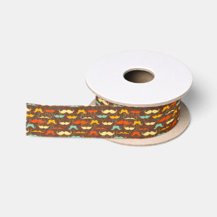 Moustache pattern satin ribbon