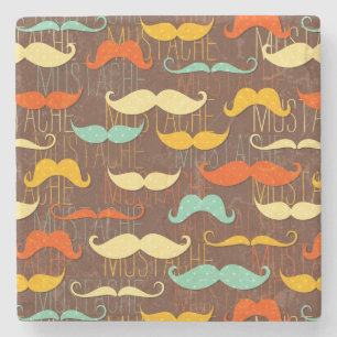 Moustache pattern stone coaster