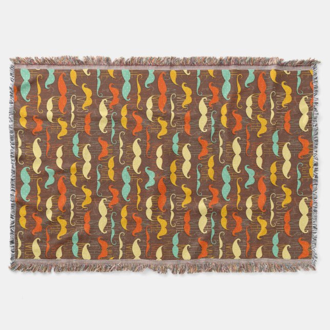 Moustache pattern throw blanket (Front)