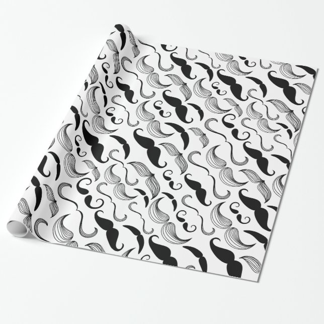 Moustache Pattern Wrapping Paper (Unrolled)