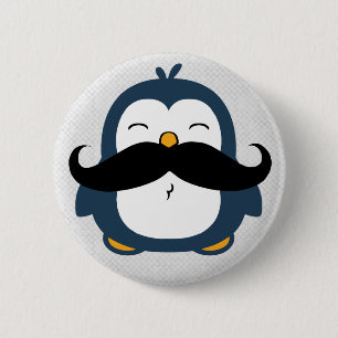 Moustache Penguin 6 Cm Round Badge