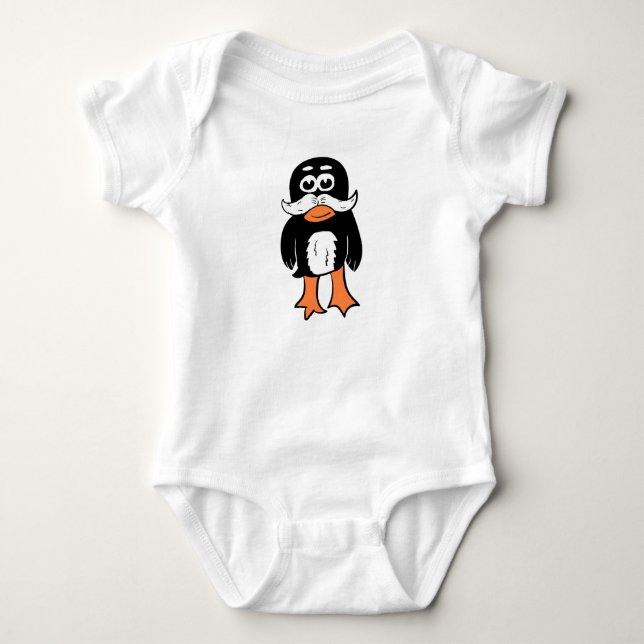 Moustache Penguin Baby Bodysuit (Front)