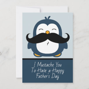 Moustache Penguin Father's Day Blue