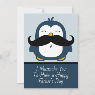 Moustache Penguin Grand Father's Day   Blue