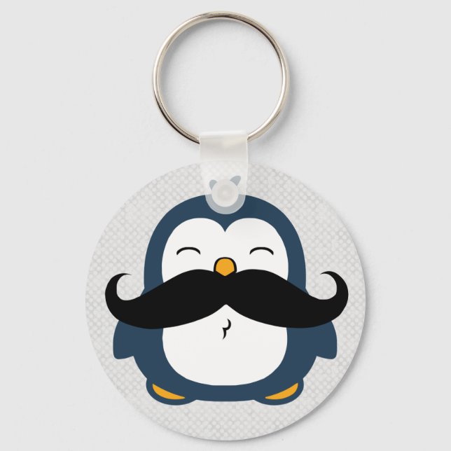 Moustache Penguin Key Ring (Front)