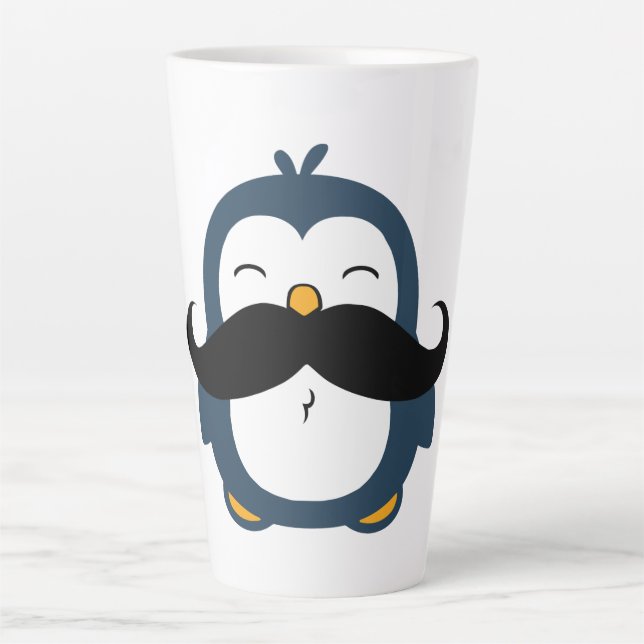 Moustache Penguin Latte Mug (Front)