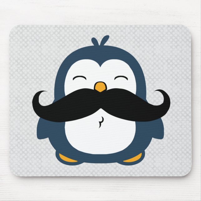 Moustache Penguin Mouse Mat (Front)
