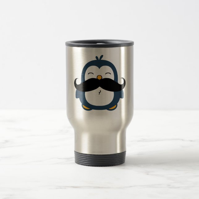 Moustache Penguin Travel Mug (Center)