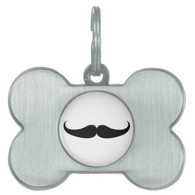 Moustache Pet Name Tag (Front)