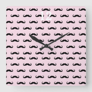 Moustache & Pink | Hourly square Wall Clock
