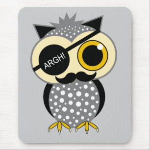 moustache pirate owl mouse mat