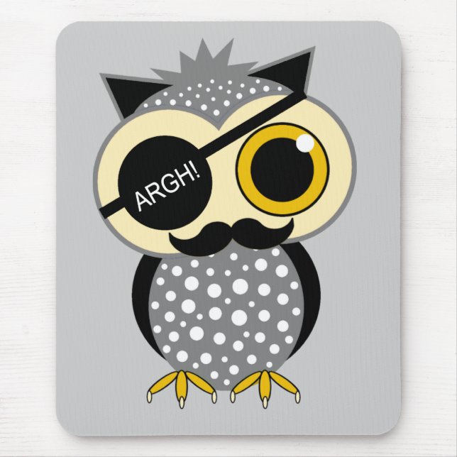 moustache pirate owl mouse mat (Front)