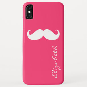 Moustache Plain Hot Pink Background iPhone XS Max Case