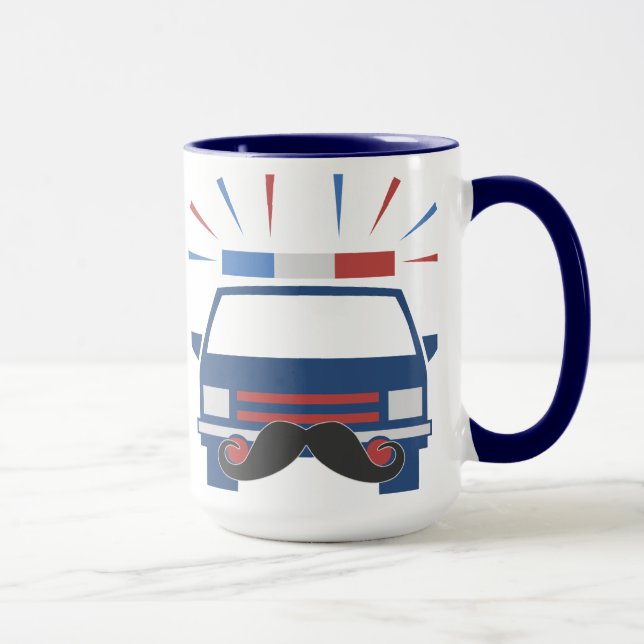 Moustache Police mug - choose style & colour (Right)