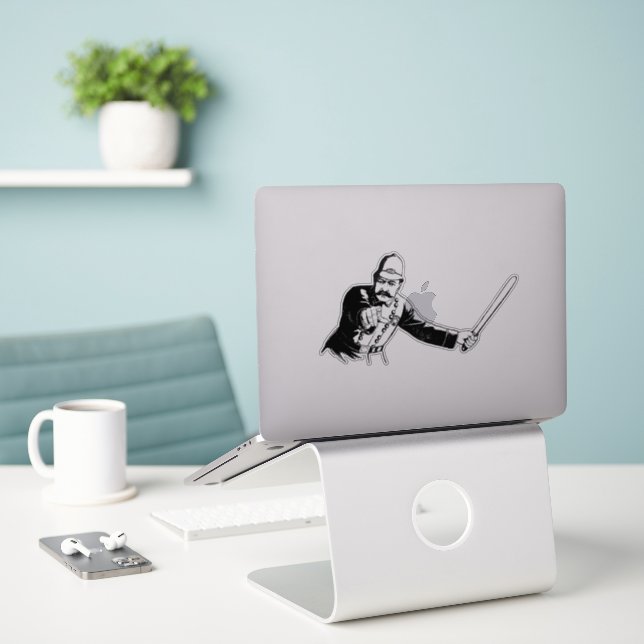 Moustache policeman (Laptop On Desk)