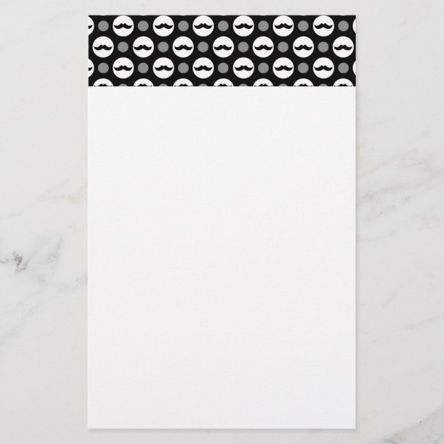 Moustache Polka Dots Stationery (Front)