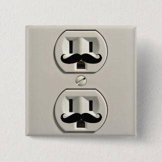 Moustache power outlet 15 cm square badge