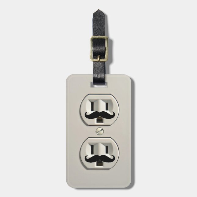 Moustache power outlet luggage tag (Front Vertical)