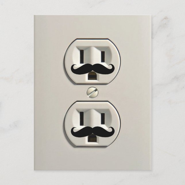 Moustache power outlet postcard (Front)