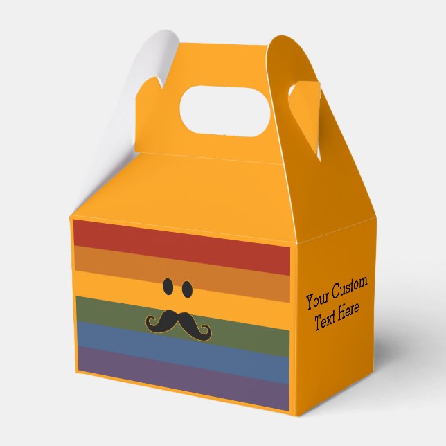 Moustache Pride custom favour boxes (Front Side)