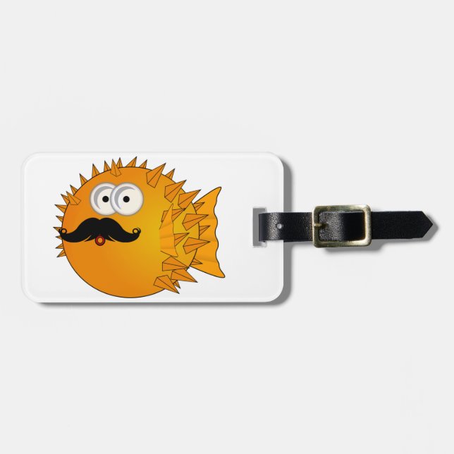 Moustache Puffer Fish Luggage Tag (Front Horizontal)