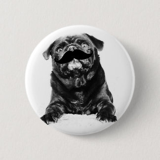 Moustache Pug 6 Cm Round Badge