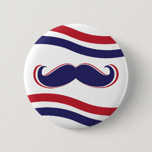 Moustache - Red, White and Blue 6 Cm Round Badge
