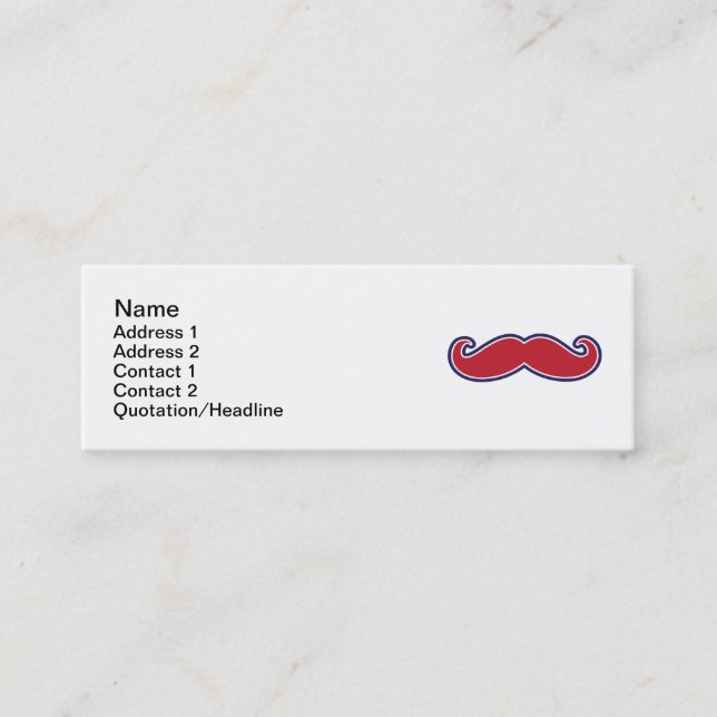 Moustache, Red, White and Blue Mini Business Card (Front)