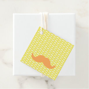 Moustache Retro Him Yellow White Orange Fun Favour Tags