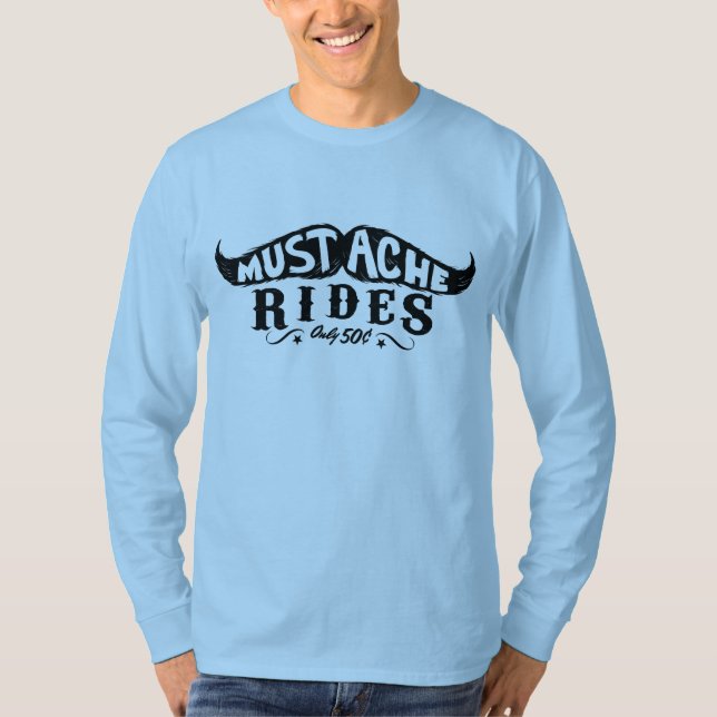 Moustache Rides T-Shirt (Front)
