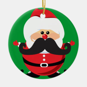 Moustache Santa Claus Ceramic Tree Decoration