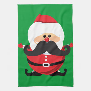 Moustache Santa Claus Tea Towel