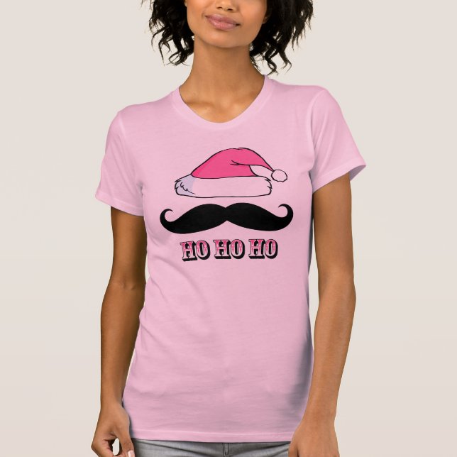 Moustache Santa Pink T-Shirt (Front)