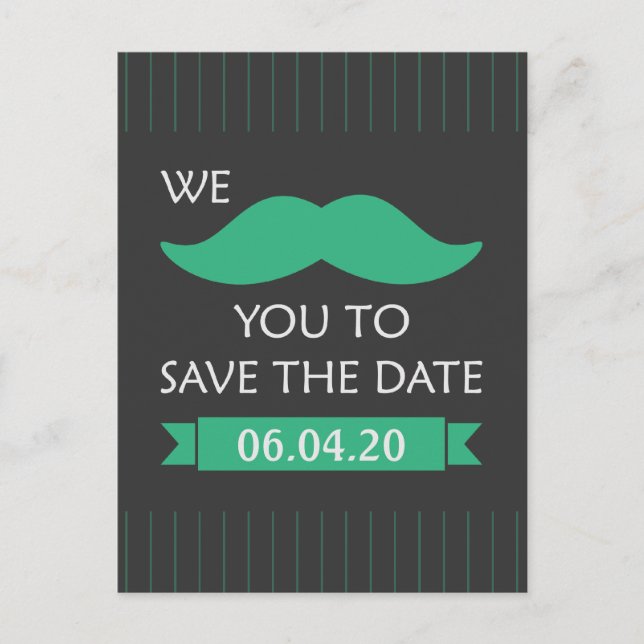 Moustache Save the Date Announcement Postcard (Front)