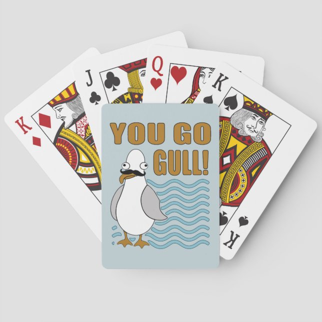 Moustache Seagull You Go Gull Playing Cards (Back)